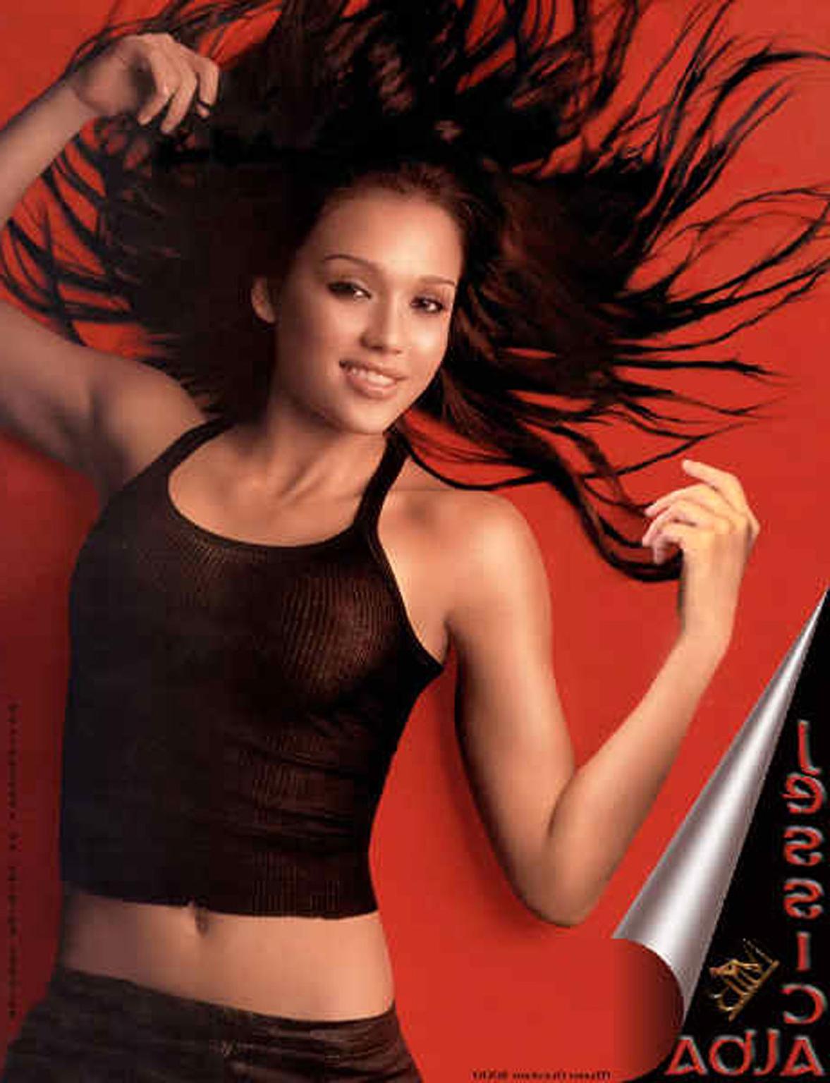 16P Jessica Alba posing and showing nice and sexy body and has a nipple slip