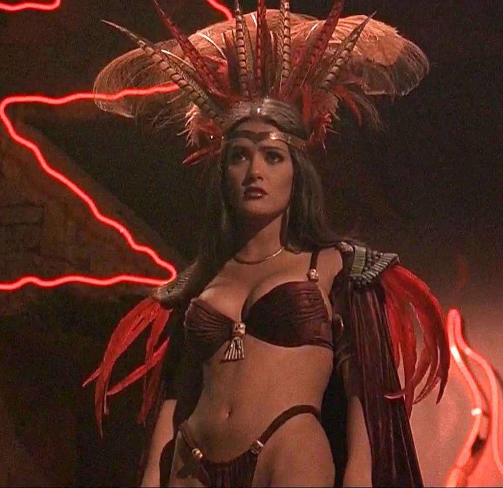 10P Salma Hayek nipple slip and dancing sexy in lingerie in movie caps