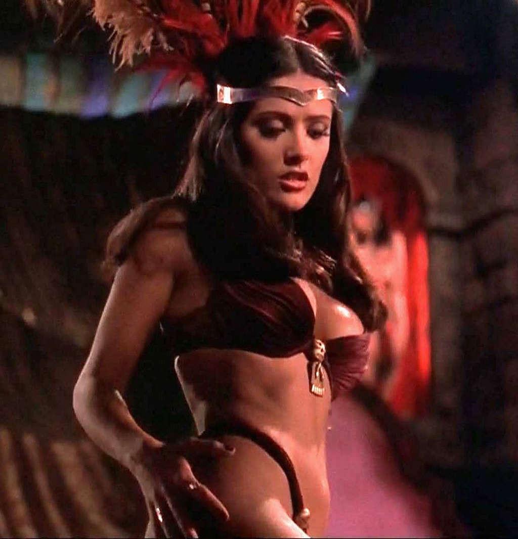 10P Salma Hayek nipple slip and dancing sexy in lingerie in movie caps