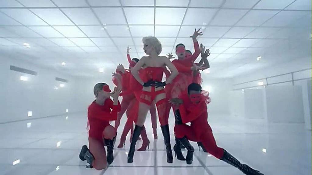 16P Lady Gaga posing nude and exposing her nice ass in thong