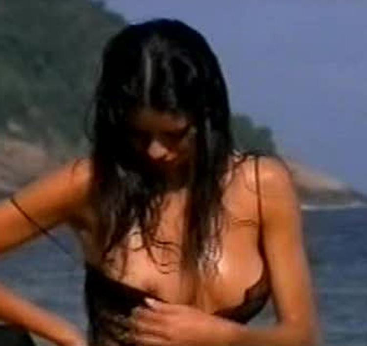 15P Adriana Lima slipping a nipple in black bikini