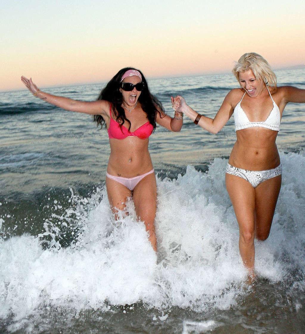 16P Britney Spears enjoying on beach in underwear and showing her sexy body