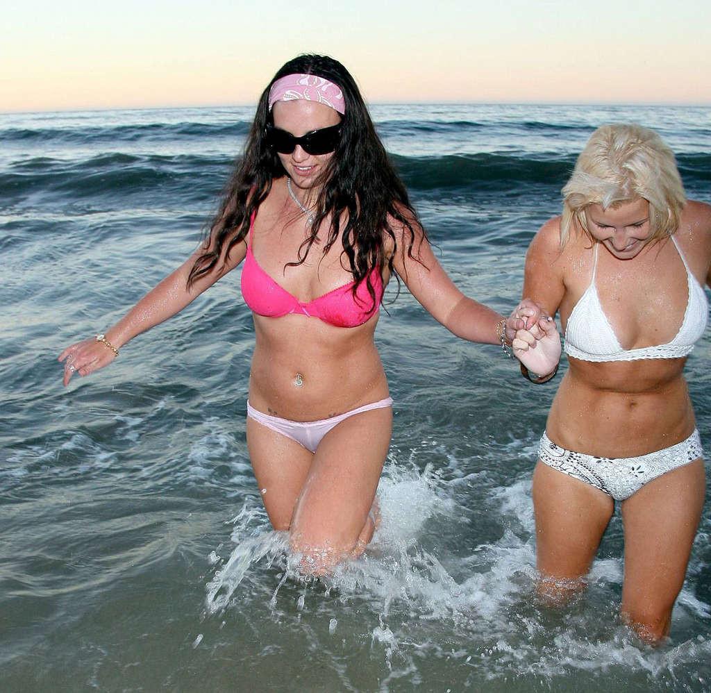 16P Britney Spears enjoying on beach in underwear and showing her sexy body