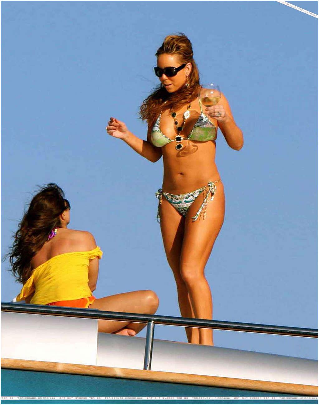 16P Mariah Carey in bikini on yacht paparazzi pictures and nipple slip