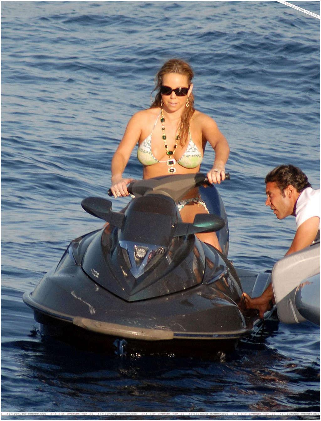 16P Mariah Carey in bikini on yacht paparazzi pictures and nipple slip