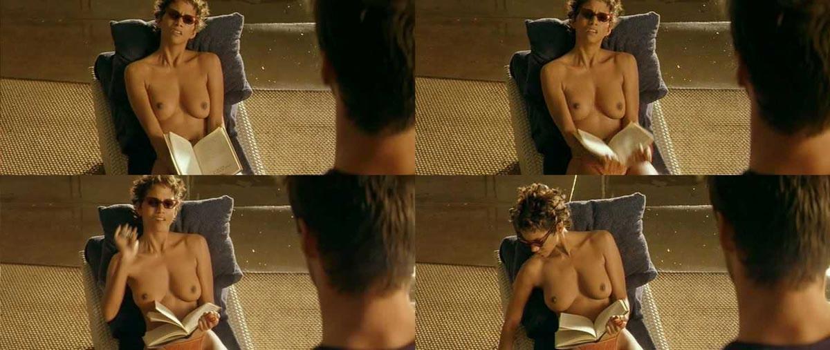 15P Halle Berry kissing a black and nice cleavage