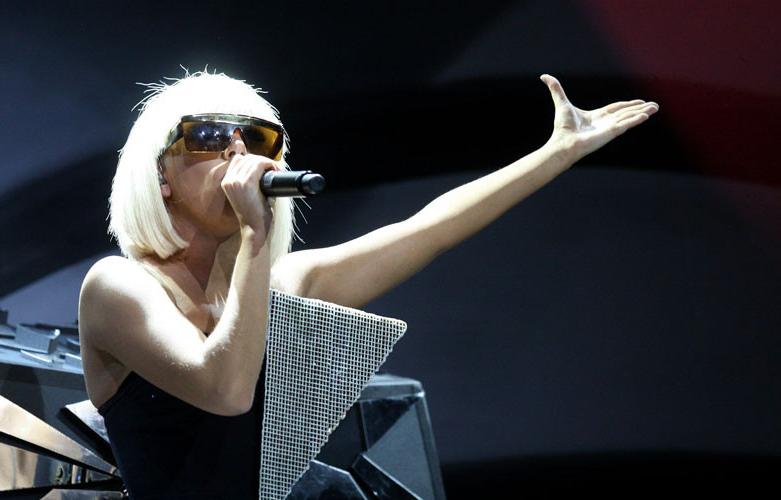 16P Lady Gaga showing her nice ass in thong upskirt on stage