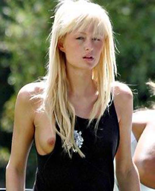 15P Celeb Paris Hilton nude boobs nice nipple slip in public