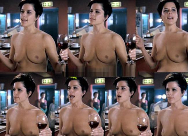 15P Neve Campbell see thru in public and nude boobs movie caps