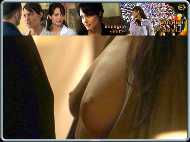 15P Celeb Angelina Jolie hot nipple slip in public