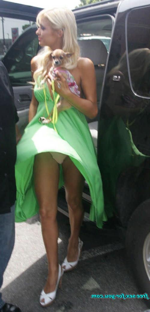 16P Paris Hilton showing pussy and nipple slip paparazzi photos