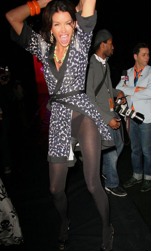 16P Janice Dickinson upskirt and nipple slip paparazzi pictures
