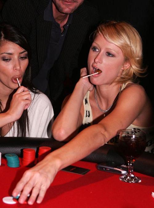 16P Paris Hilton nipple slip and posing in stockings