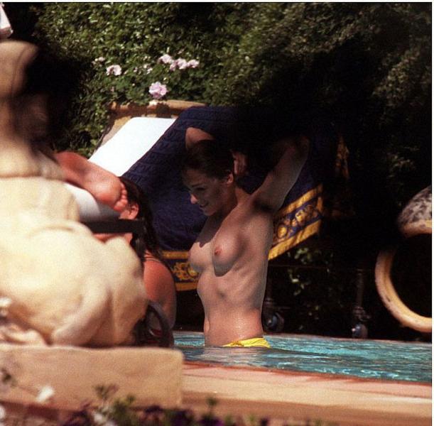 16P Elizabeth Hurley exposed tits and nipple slip paparazzi pictures