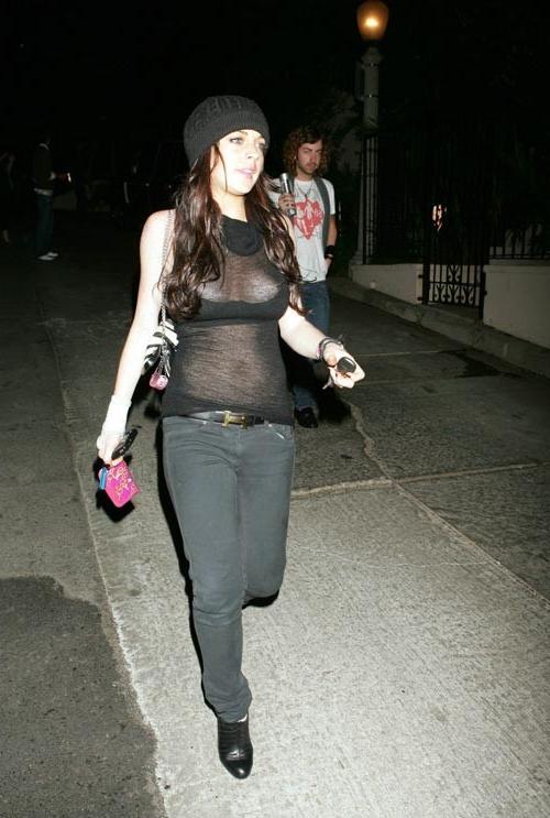 16P Lindsay Lohan in stockings and nipple slip paparazzi pictures