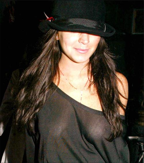 16P Lindsay Lohan in stockings and nipple slip paparazzi pictures