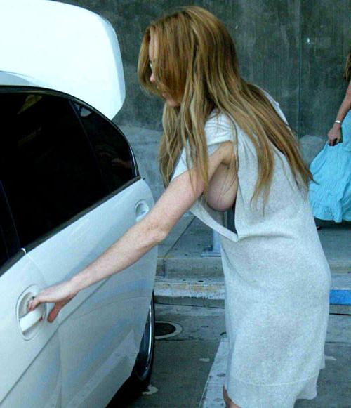 16P Lindsay Lohan upskirt, see thru and nipple slip