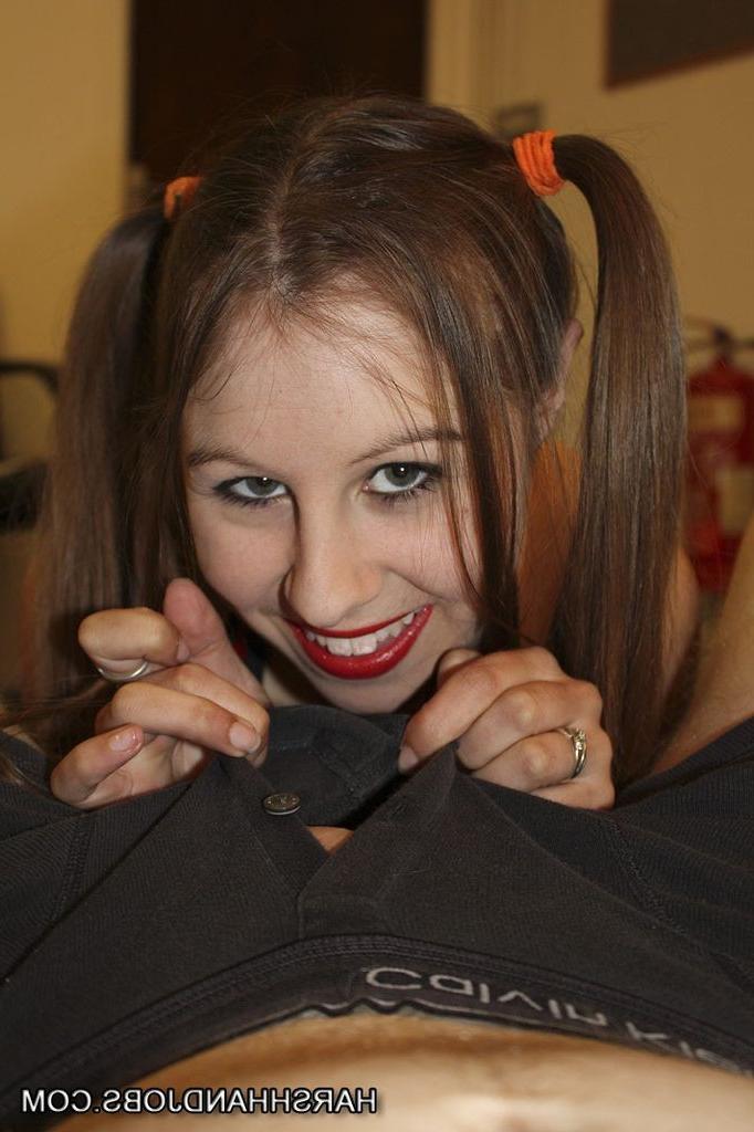 16P Naughty british babe Maisie Dee strokes a guy