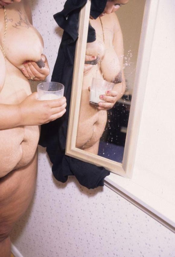 16P Lactating babe milking tits