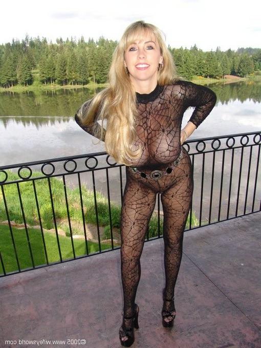 14P Beautiful busty blonde in full body lace