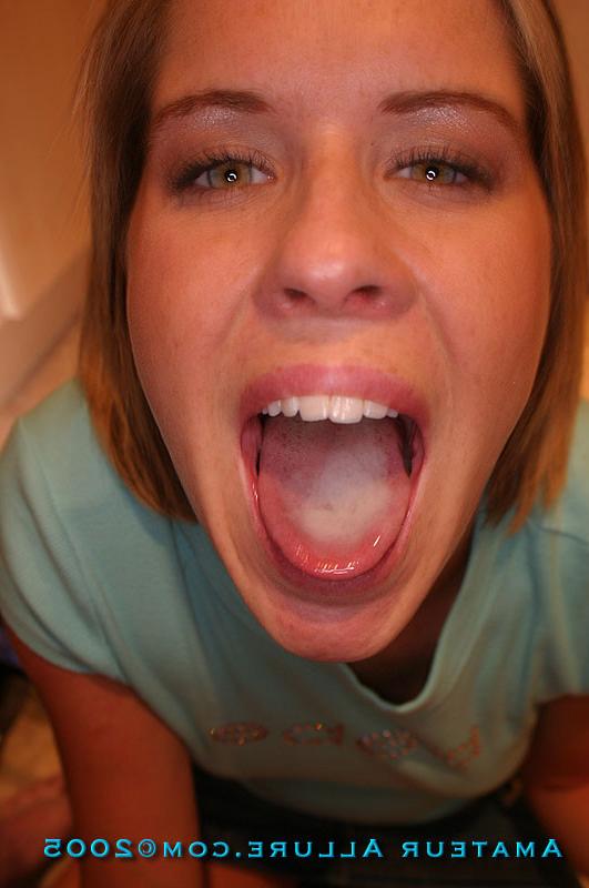 16P fresh faced amateur sucks cock and swallows cum in kitchen