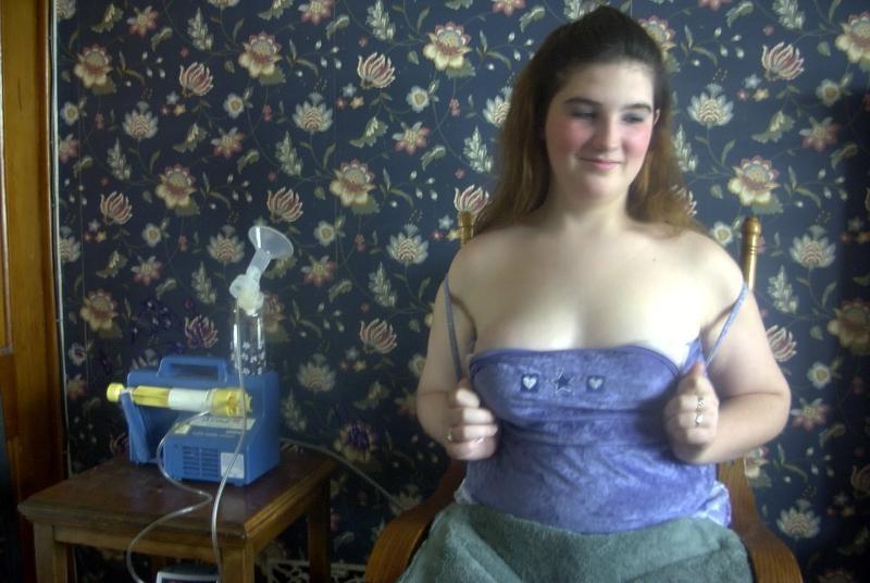 16P Lactating babe milking tits