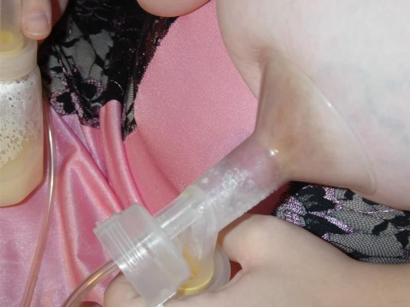 16P Lactating babe milking tits