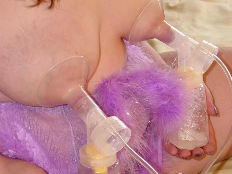 16P Lactating babe milking tits