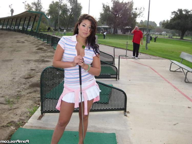 15P Nasty brunette whore gets lesson at the golf course by a dirty old man