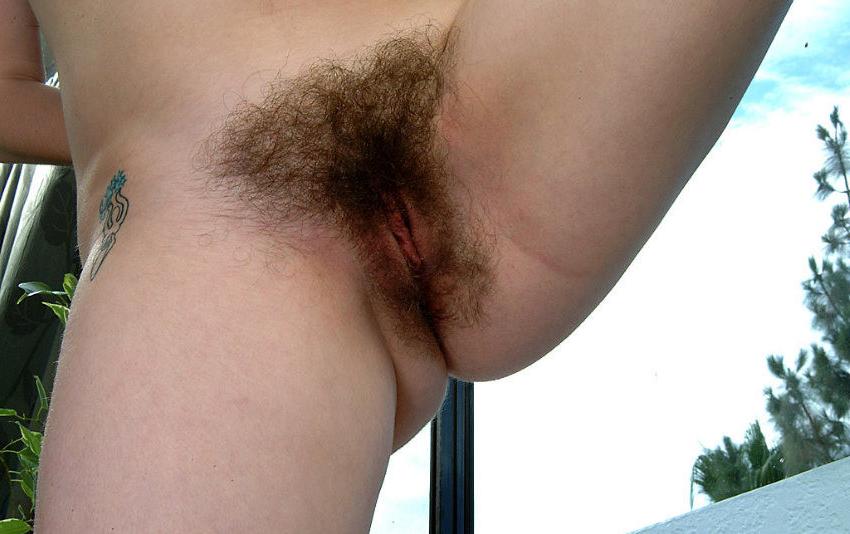 15P Hairy amateur combing natural pussy