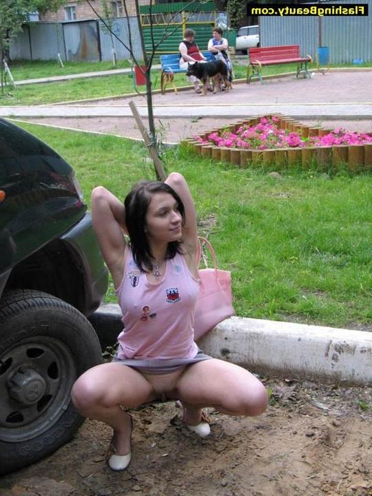 16P Girl having nudity fun in public