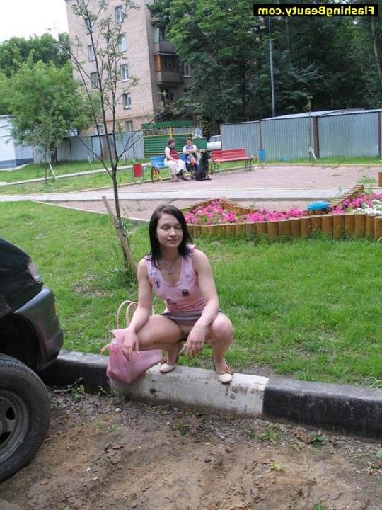 16P Girl having nudity fun in public