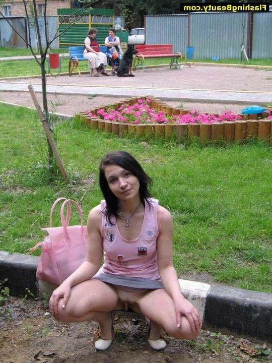 16P Girl having nudity fun in public