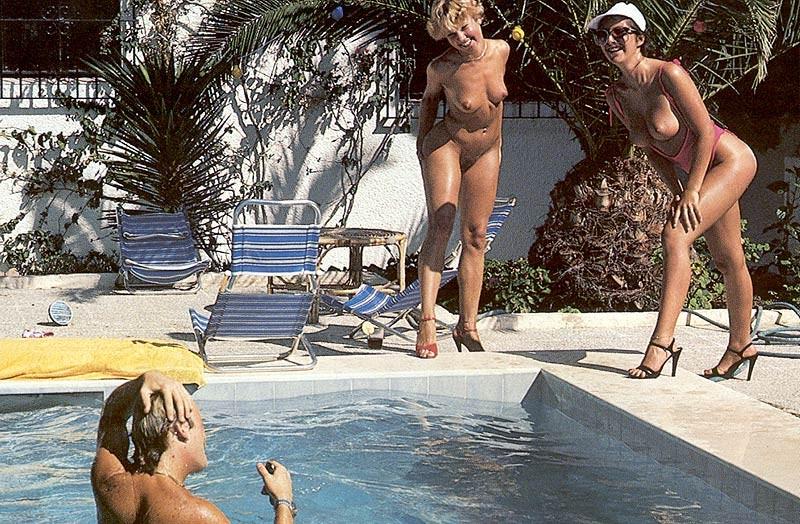16P Two retro girls pleasing the horny poolboy