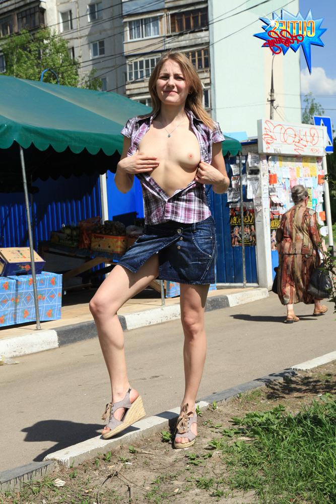 16P Showing her body in public gets this teen so horny
