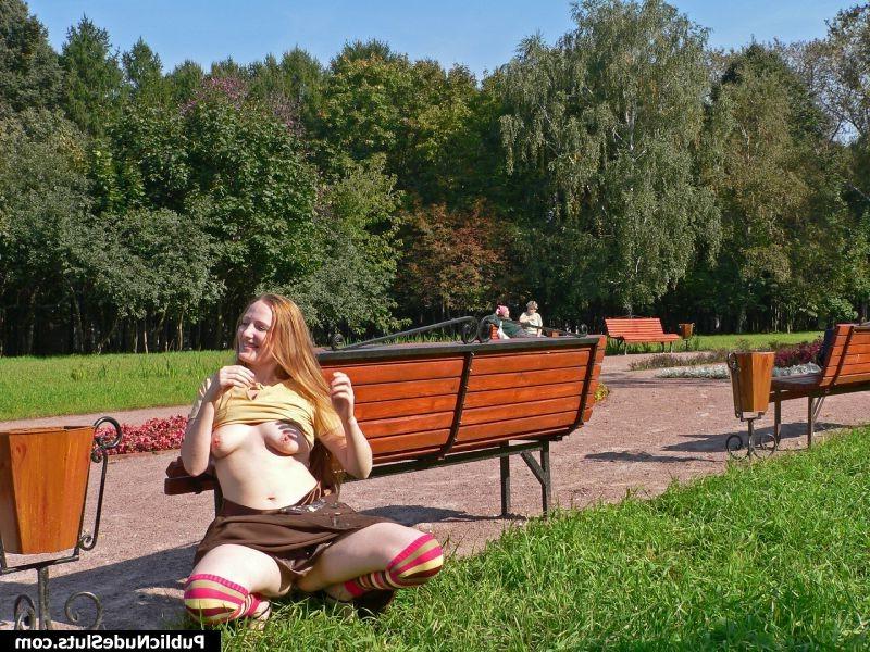 15P Nude boobs and pussy of an impudent broad who adores public flashing