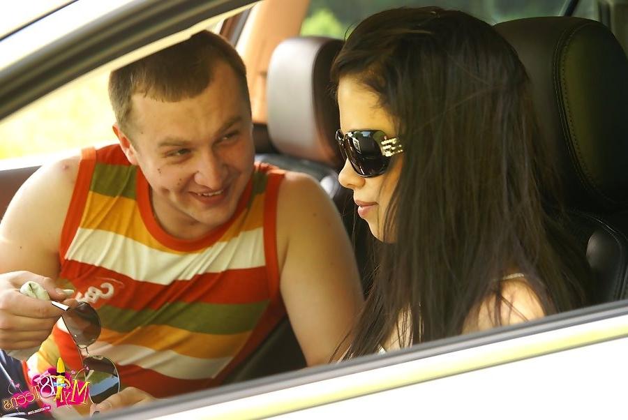 19P hot brunette hitchhiker teen gets banged in a shady forest