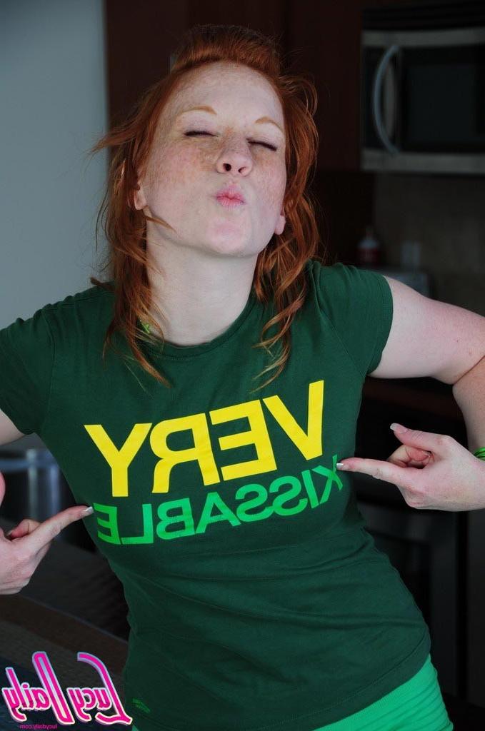 15P Pale redhead girl teasing