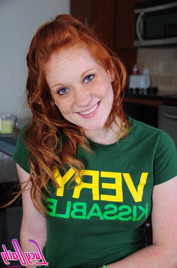 15P Pale redhead girl teasing