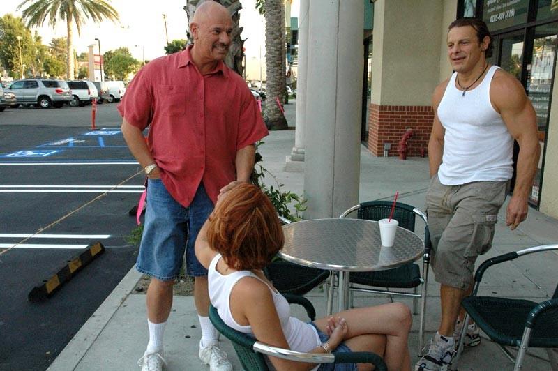 16P Hot redhead teen hardcore threesome sex with two old men
