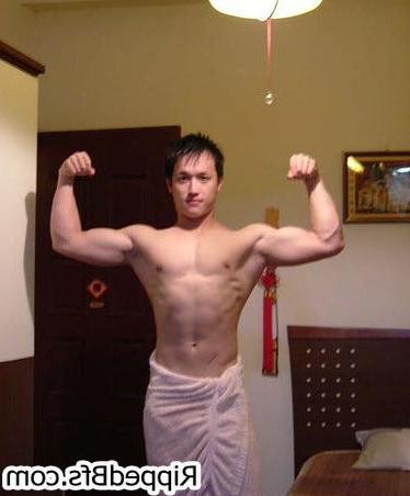 10P Hunk dude with nice muscular body is dancing around outdoor