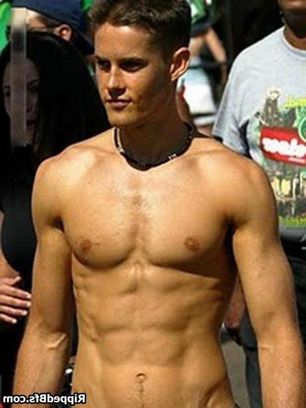 10P Hunk dude with nice muscular body is dancing around outdoor