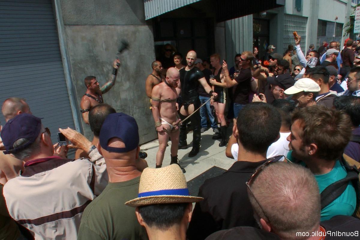 24P Slave gay gets tied, stripped, abused and humiliated in public