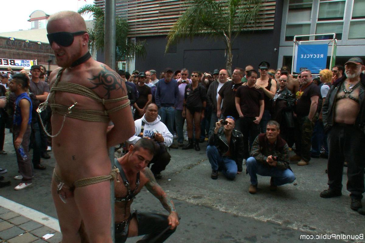 24P Slave gay gets tied, stripped, abused and humiliated in public