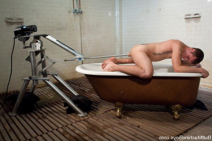 14P Gay stud machine fucked in the the tub