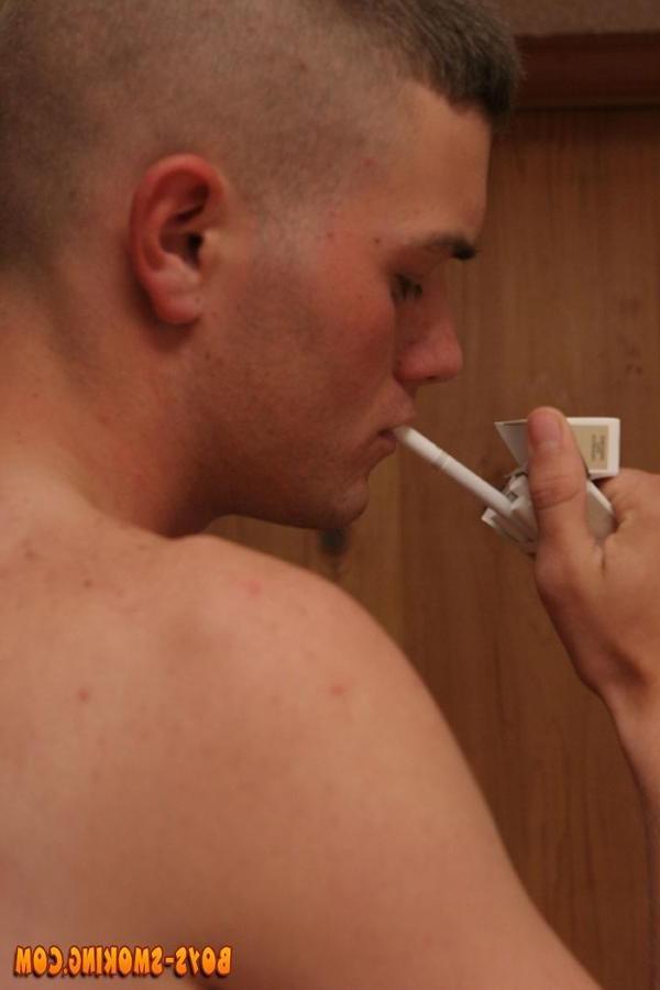 20P Sexy naked twink smokes while he jacks off