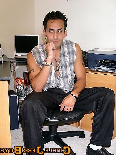 14P Computer geek boy shows off his tight body