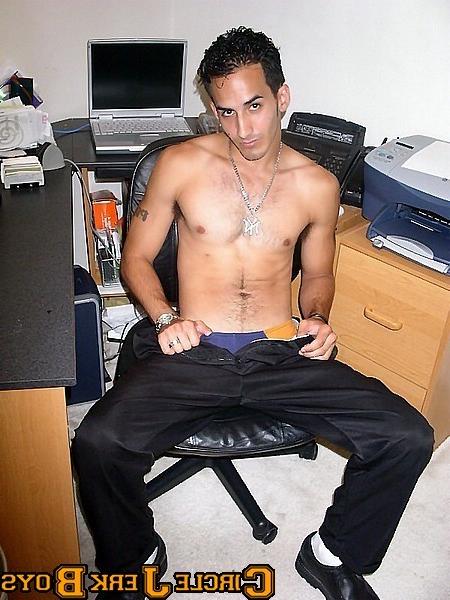 14P Computer geek boy shows off his tight body