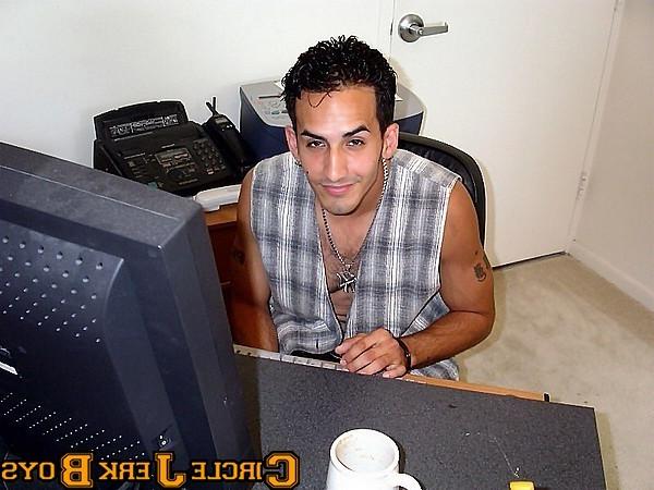 14P Computer geek boy shows off his tight body