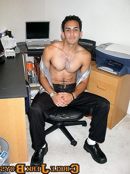 14P Computer geek boy shows off his tight body